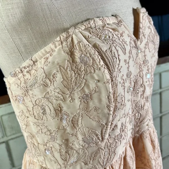 Anthropologie Forever That Girl Sequined Strapless Tiered Midi Dress NWT L